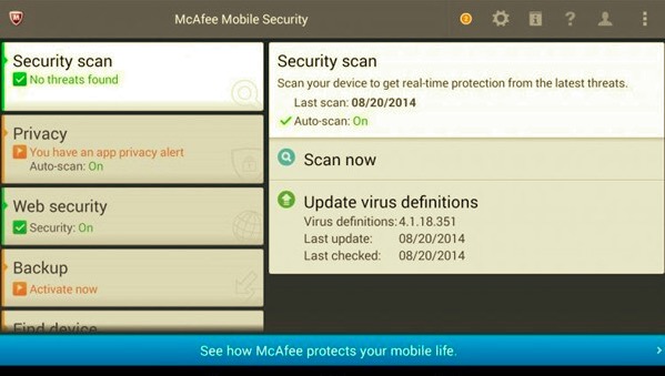 Strumento di rimozione virus Android - McAfee Mobile Security