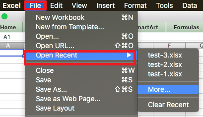 Recupera il file Excel non salvato su Mac dall'elenco recente