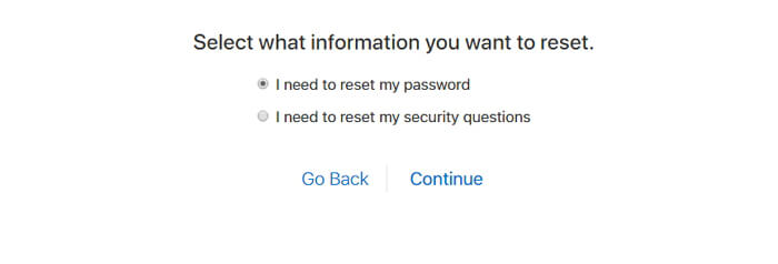 Reimposta password o domande di sicurezza