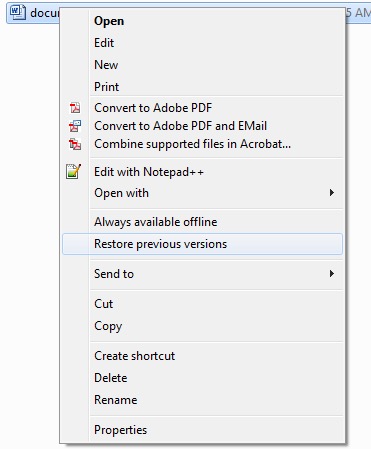 Metodi di ripristino di Word Doc: ripristina le versioni precedenti