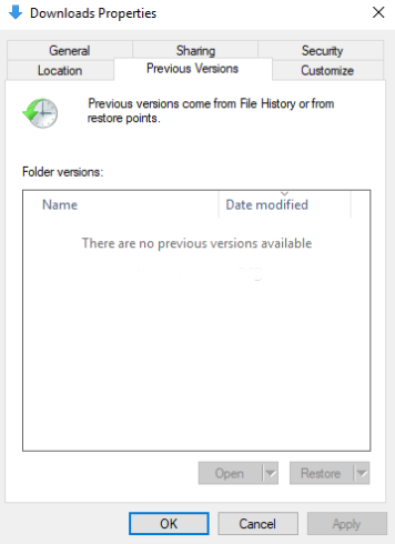 Recupero documenti utilizzando versioni precedenti di Windows