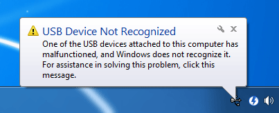 Cause dell'errore USB non riconosciuto