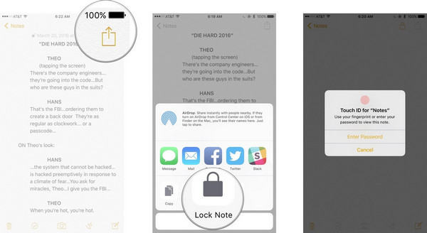 Come bloccare le note con la password Touch ID