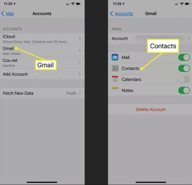 Usa Gmail per trasferire i contatti da iPhone a iPhone