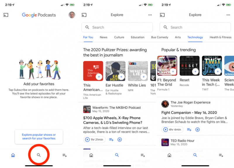 Utilizzo dell'app Google Podcasts per accedere ai podcast di iTunes su Android