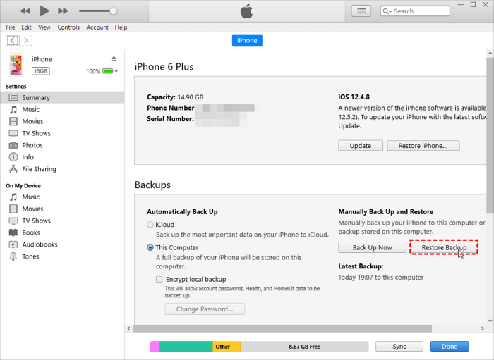 Trasferisci i contatti dell'iPhone su iPhone utilizzando iTunes