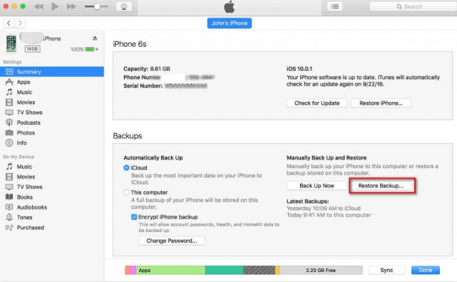 Come cancellare iPhone con schermo rotto usando iTunes