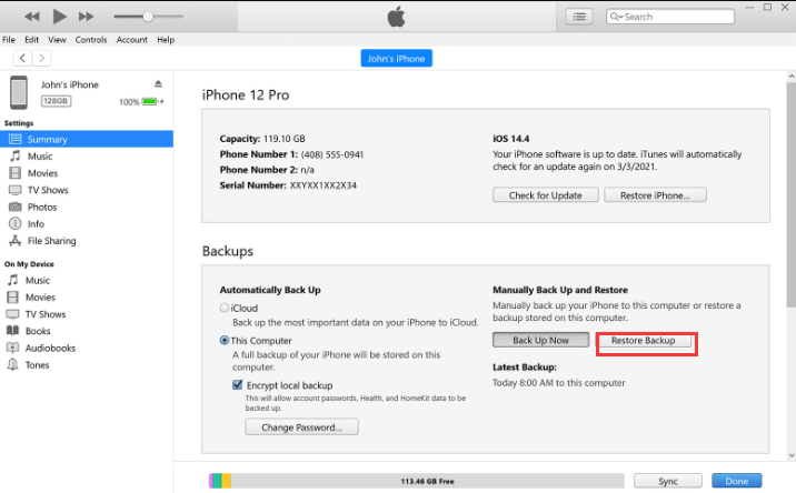 Recupera le note dell'iPhone cancellate da solo utilizzando iTunes