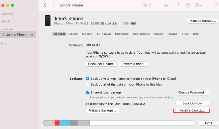 Recupera i dati persi dell'iPhone con il backup tramite iTunes