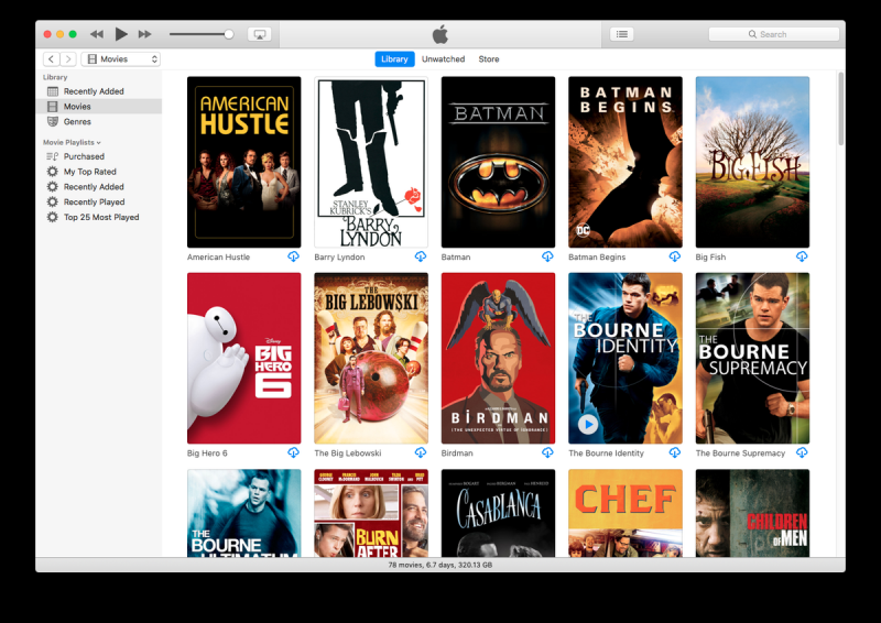 Libreria di film per trasferire film su iPad