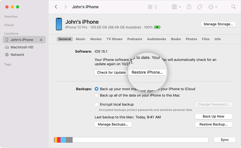 Ripristina iPhone in iTunes La risoluzione del ripristino di un iPhone elimina tutto