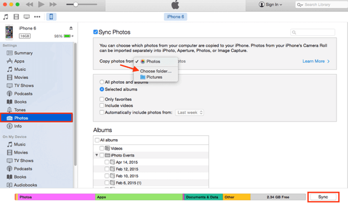 Trasferisci dati da iPhone a dispositivi HTC