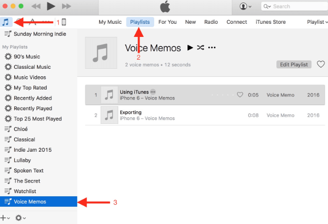 Trova memo vocali in iTunes