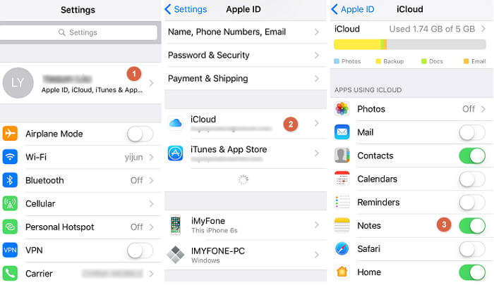 Attiva le impostazioni di iCloud per trasferire i contatti da un iPhone a un PC