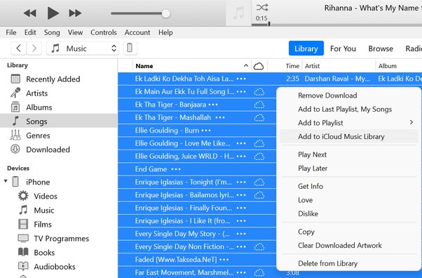 Trasferisci musica da iTunes su iPhone tramite iCloud Drive