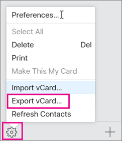 Esporta vCard da iCloud