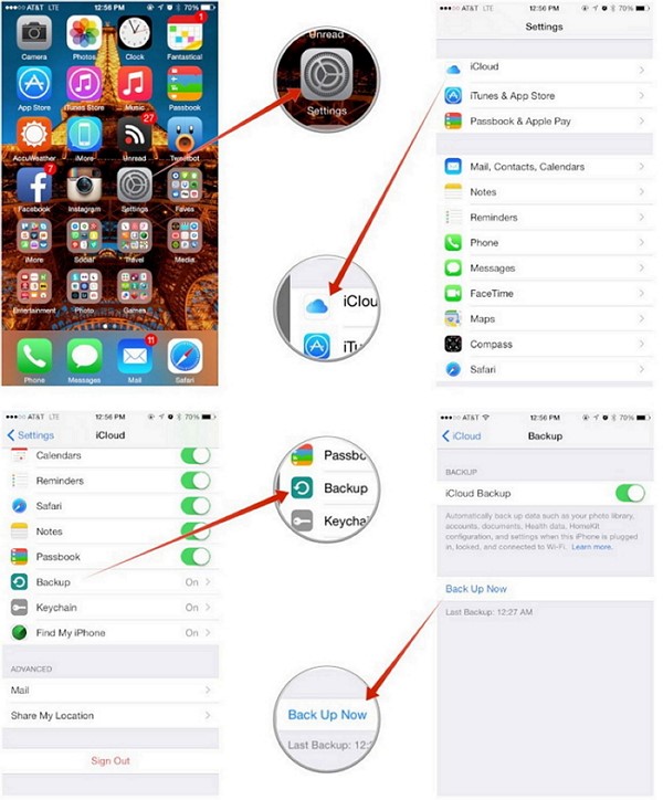 Esegui manualmente il backup del dispositivo iOS su iCloud