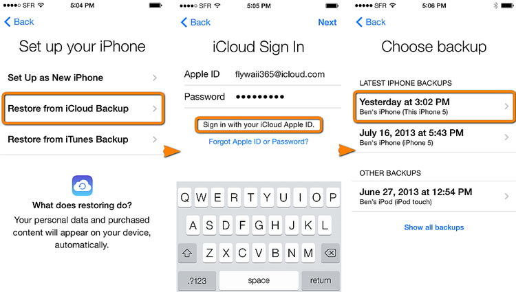 Recupera messaggi di testo da un iPhone rotto utilizzando iCloud