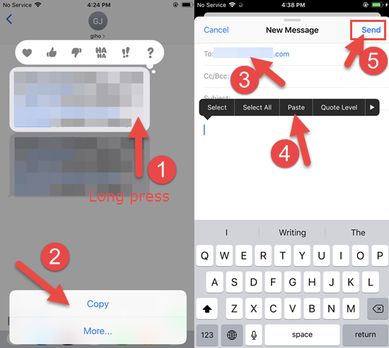 Stampa conversazioni iMessage tramite e-mail