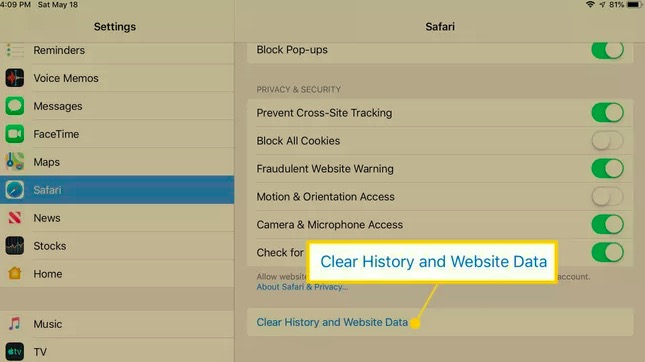 Svuota la cache di Safari per risolvere il problema di arresto anomalo dell'iPad Mini