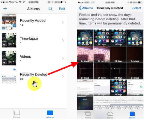 Cestino su iOS: trova l'album eliminato di recente nelle foto