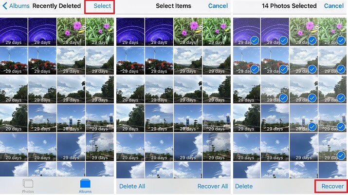 Recupera le immagini cancellate da iPhone utilizzando l'album eliminato di recente su iPhone