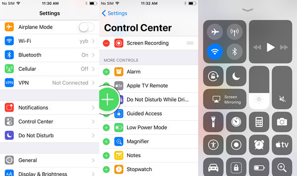 Aggiungi funzioni di Control Center