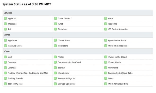 Controlla la pagina di stato del sistema iPhone