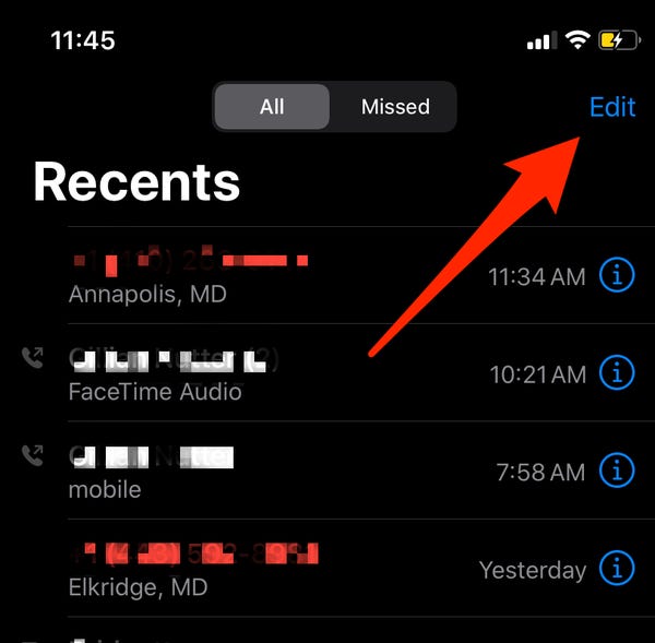 Aumento della cronologia delle chiamate di iPhone