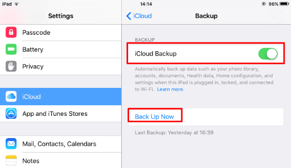 Backup di Ipad tramite Icloud