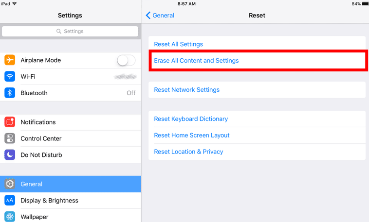 Ripristina iPad da iCloud Backup utilizzando le impostazioni integrate