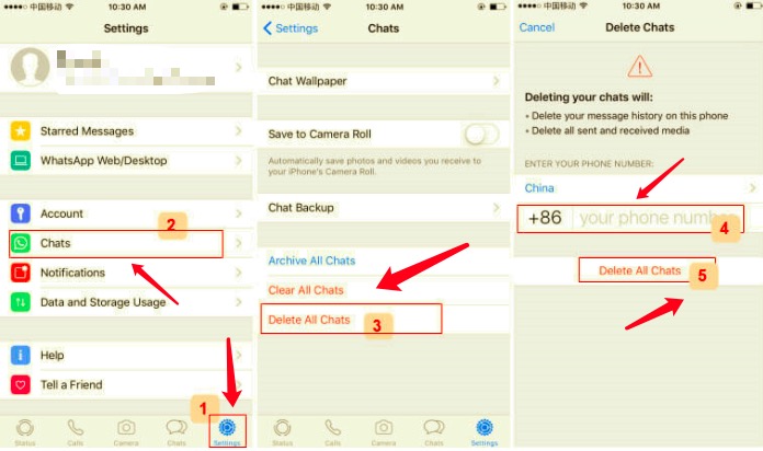 Elimina tutte le chat in WhatsApp su iPhone