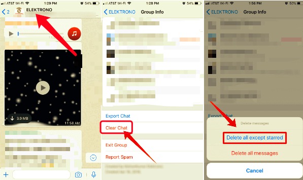 Elimina i dati da WhatsApp utilizzando una finestra di chat su iPhone