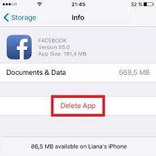 Elimina l'app di Facebook