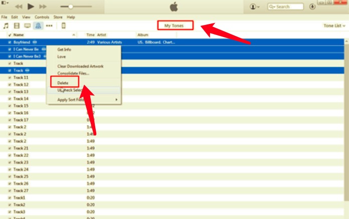 Elimina suonerie da iPhone usando iTunes