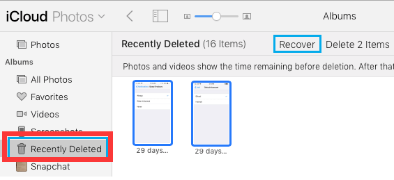 Elimina le immagini in iCloud