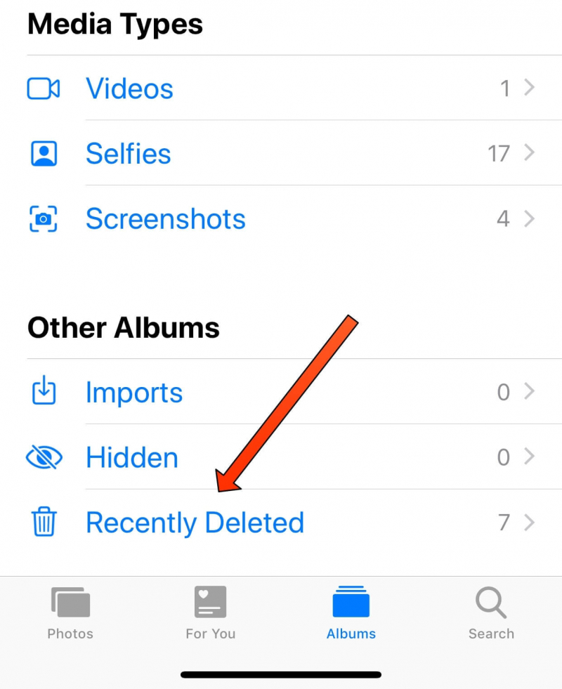 Ottieni le foto eliminate di recente su iPhone utilizzando l'album eliminato di recente