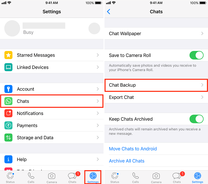 Effettua il backup di WhatsApp in iCloud