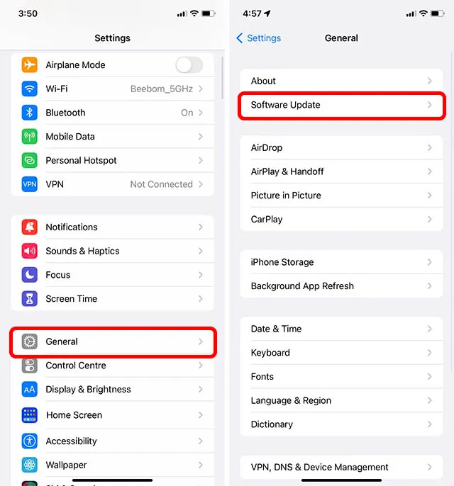 Soluzioni al problema "La musica scaricata è scomparsa dall'iPhone" - Aggiorna iOS