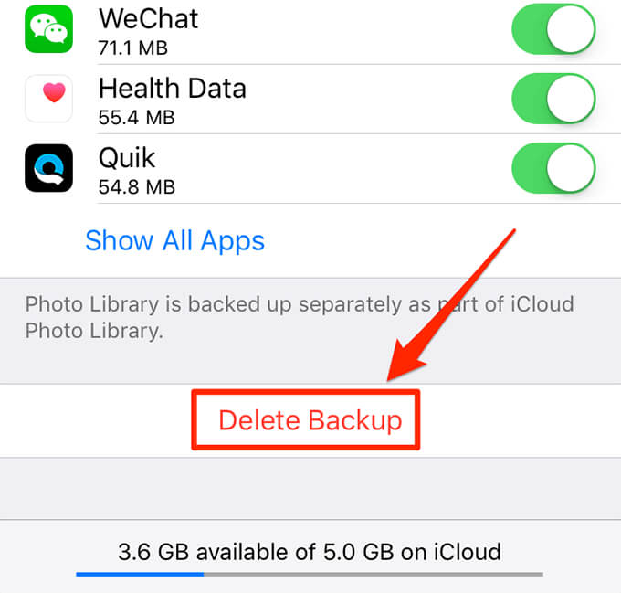 Elimina un backup su iPhone