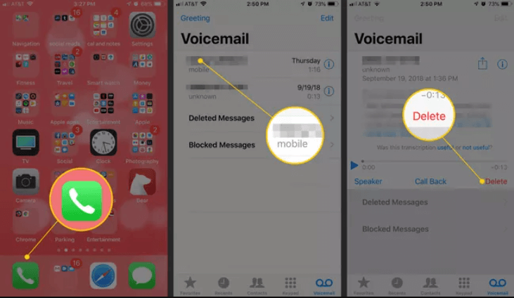 Elimina un messaggio vocale su iPhone