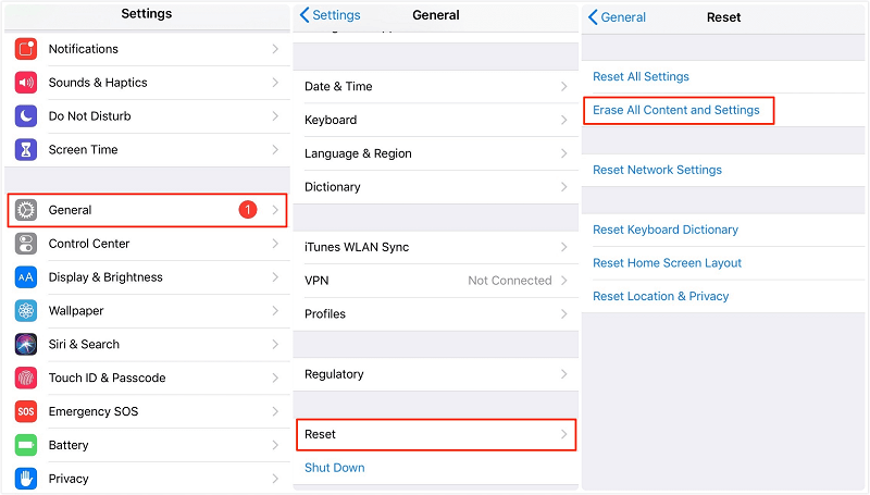 Formatta i file di dati dell'iPhone tramite Impostazioni