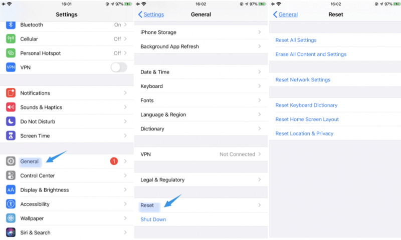Ripristina il dispositivo iPhone alle impostazioni di fabbrica