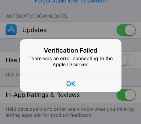 Errore durante la connessione al server ID Apple