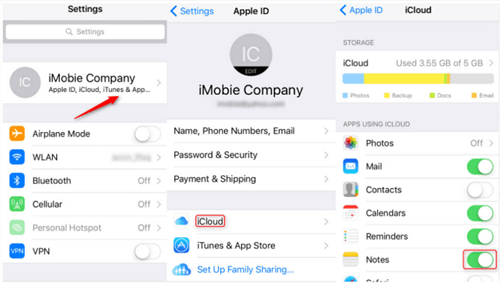 Note iPhone scomparse Soluzioni utilizzando iCloud Sync