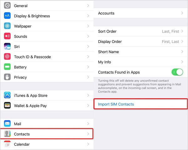 Trasferisci i contatti dell'iPhone sull'iPhone utilizzando la scheda SIM