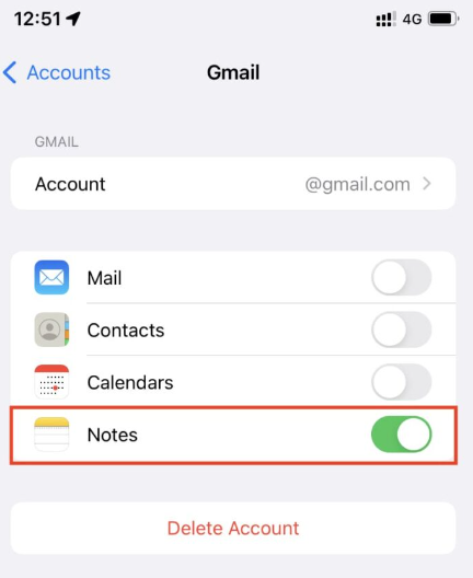 iPhone Note Soluzioni scomparse utilizzando le impostazioni e-mail