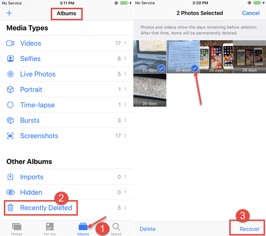 Trova le foto eliminate di recente su iOS utilizzando un album eliminato di recente