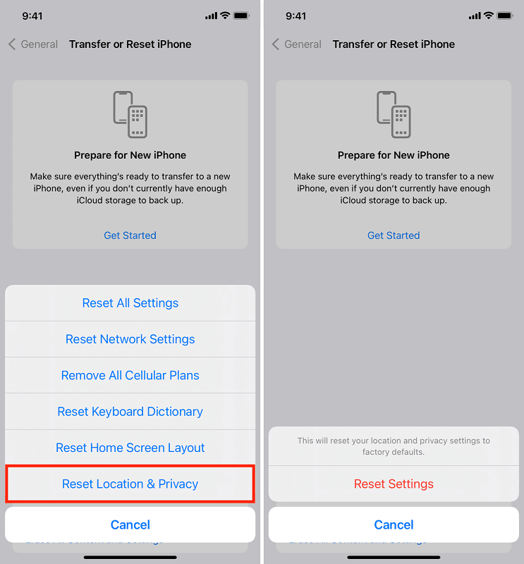 Ripristina posizione e privacy quando la cartella DCIM dell'iPhone è vuota e non viene visualizzata sul computer