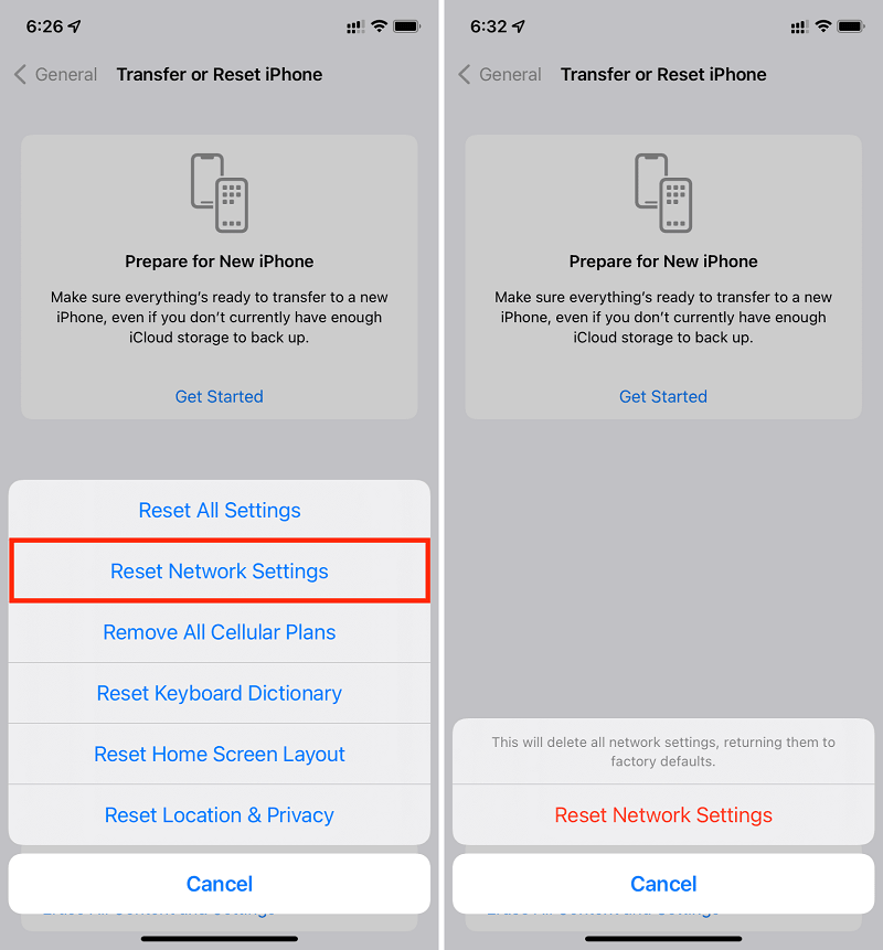 Ripristina le impostazioni di rete per risolvere il problema con l'iPhone che non mostra le chiamate recenti